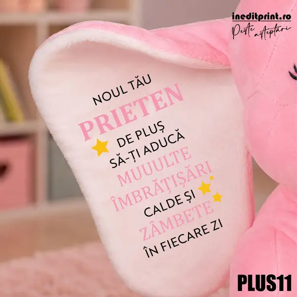 Elefant plus Personalizat PLUS11 Roz, 35CM