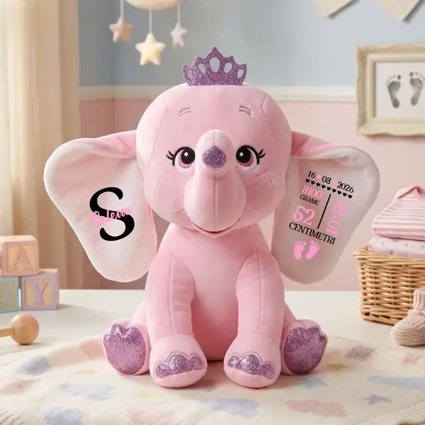 Elefant plus Personalizat PLUS5 23cm, Roz