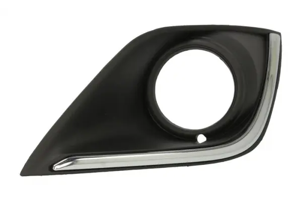 Element bara fata dreapta (cu dungi crom, cu orificii lampa, plastic, negru) potrivit MITSUBISHI OUTLANDER III 02.15-09.18
