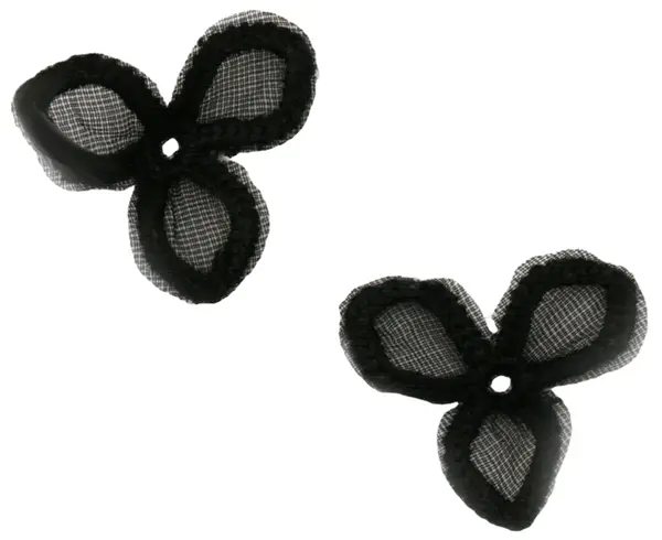 Element de dantelă pentru decor Em Art - Flori de trifoil, 28 mm, negre (5 buc.)