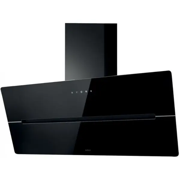 ELICA Hota Decorativa ELICA WISE BL/A/90, Putere de absorbtie 691 mc/h, Sistem recirculare, Control digital, Iluminare LED, Clasa B, 90 cm, Sticla neagra