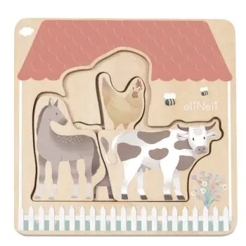 eliNeli Wooden Puzzle Farm puzzle din lemn