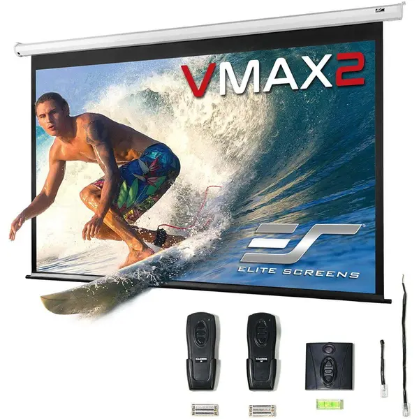 ELITESCREENS Ecran proiectie electric, perete/tavan, 368 x 207 cm, EliteScreens VMAX166XWH2, 2 telecomenzi, Format 16:9, Trigger 12V