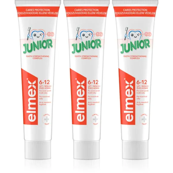 Elmex Junior 6-12 Years Pasta de dinti pentru copii. 3x75 ml