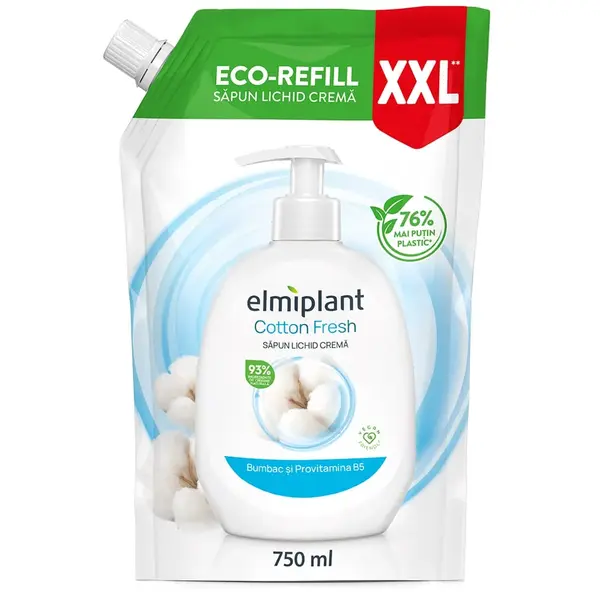 Elmiplant Rezerva sapun lichid, 750 ml, Cotton Fresh