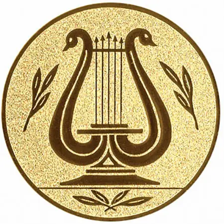 Emblema pentru medalie cupa simbol Muzica Harpa 25mm, aurie