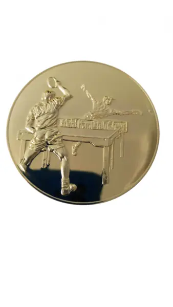 Emblema pentru medalie cupa simbol Tenis de masa 25mm, aurie