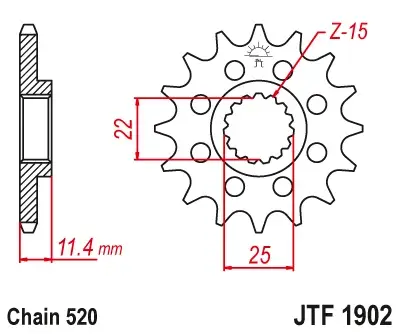 EMGO - Pinion (fata) JTF1902, 17 dinti - KTM Duke620 640LC4 SMC625 660