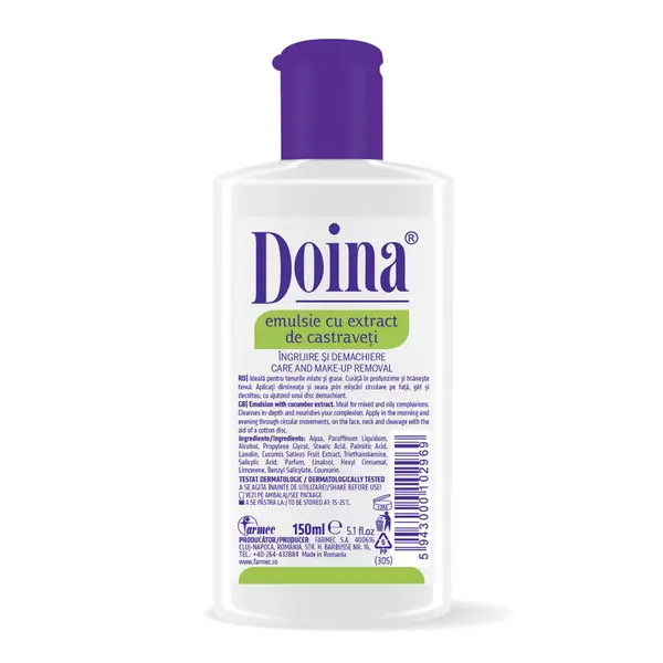 Emulsie cu extract de castraveți Doina, 150ml, Farmec
