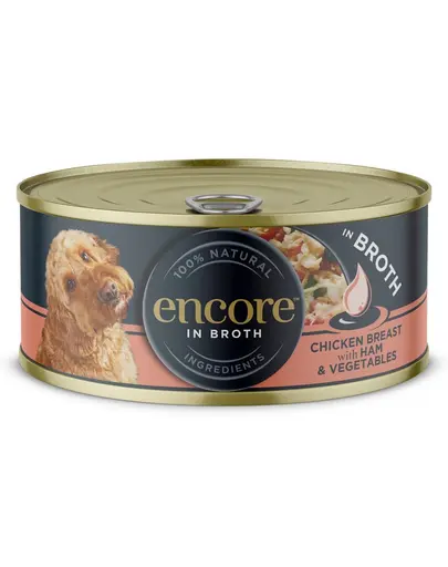ENCORE Dog Chicken Breast with Ham and Vegetables in Broth piept de pui cu șuncă și legume în bulion 156 g