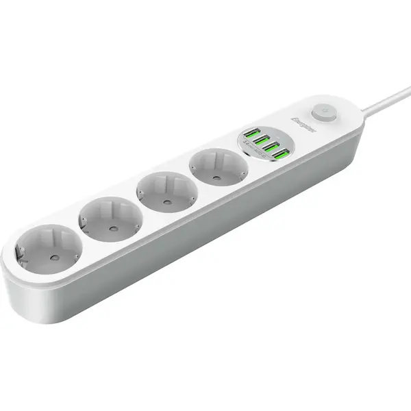 Energizer Prelungitor Energizer 4x SCHUKO, 4x USB-A, 2500W, 10A, 2m