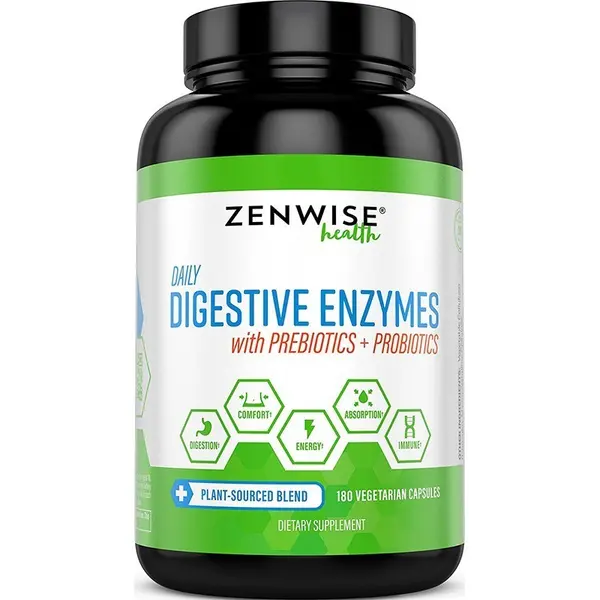 Enzime Digestive, ZenWise, Prebiotice si Probiotice, Impotriva Balonare, Constipatie, 180 Capsule