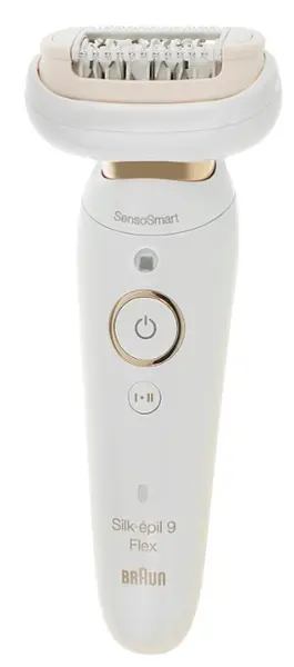 Epilator Braun - SES 9010 3D, 2 viteze, 5 atașamente, alb/auriu
