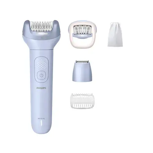 Epilator fara fir umed si uscat Philips Seria 8000 BRE711/00, 5 accesorii, baterie Li-Ion cu autonomie de 60 min (Albastru)