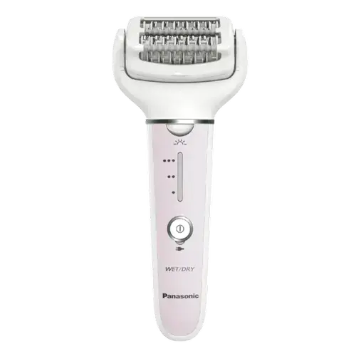 Epilator Panasonic ES-EY80-P503, Wet & Dry, Cordless, 2discuri & 60 pensete, Senzor presiune, Discuri duble, Cap flexibil si pivotant la 90°, 3 viteze (Alb/Roz)
