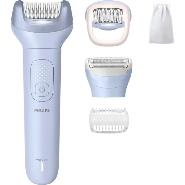 Epilator Philips Seria 8000 BRE709/00, ProGuide, Autonomie 60 minute, Lumina LED, Umed si uscat