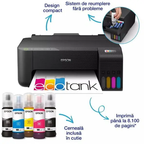 Epson Imprimanta Inkjet Epson EcoTank L1270, A4, Color, 10 ppm, USB, Wireless