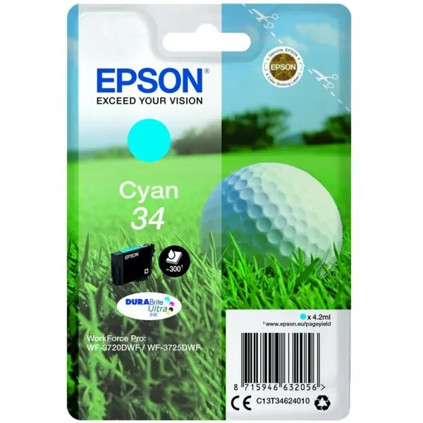 Epson Ink Golf ball Singlepack Epson Cyan 34 DURABrite Ultra | 4,2 ml