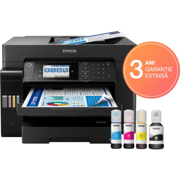 Epson Multifunctionala Epson EcoTank L15160, Inkjet, Color, format A3, duplex, fax, retea, wireless