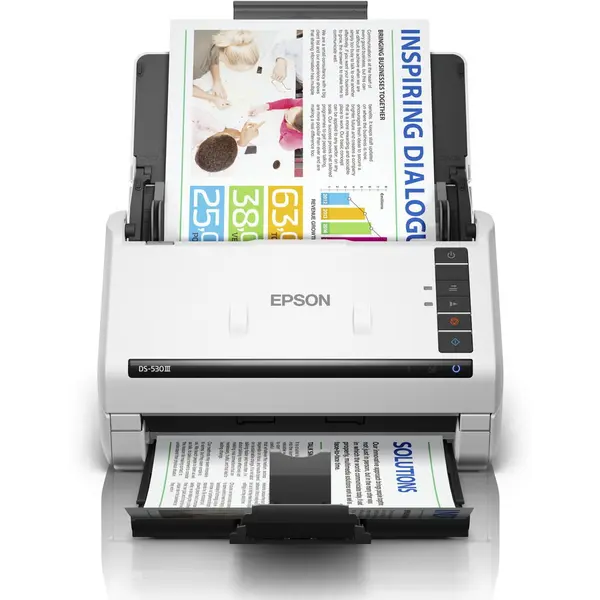 Epson Scanner documente Epson WorkForce DS-530III, A4, Duplex, 40ppm, ADF 60 coli, USB 3.2, Alb/Negru
