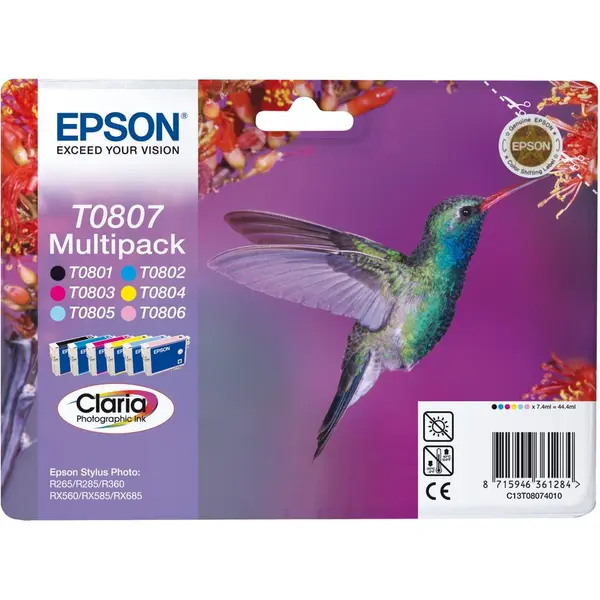 Epson Set Epson T0807 C/M/Y/K/LC/LM MultiPack CLARIA | Stylus Photo R265/285/360...