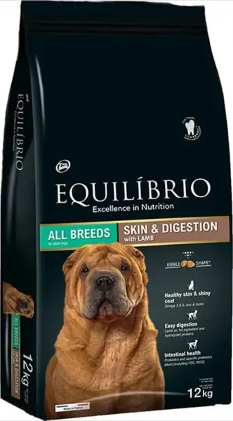 Equilibrio Adult Pentru Piele si Digestie cu Miel 12kg