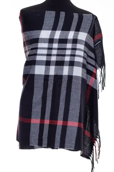 Esarfa casmir unisex cu carouri pe fond negru