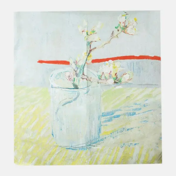 Esarfa patrata cu o singura fata imprimata cu model inspirat dupa tablou de Van Gogh