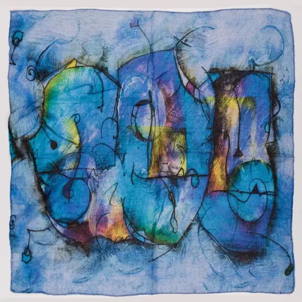 Esarfa tip batic din bumbac, cu imprimeu grafic abstract pe fond bleu