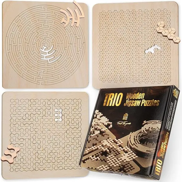 ESC WELT - 3 in 1 Puzzle din lemn pentru adulti E i copii - Joc A n aer liber E i de calatorie