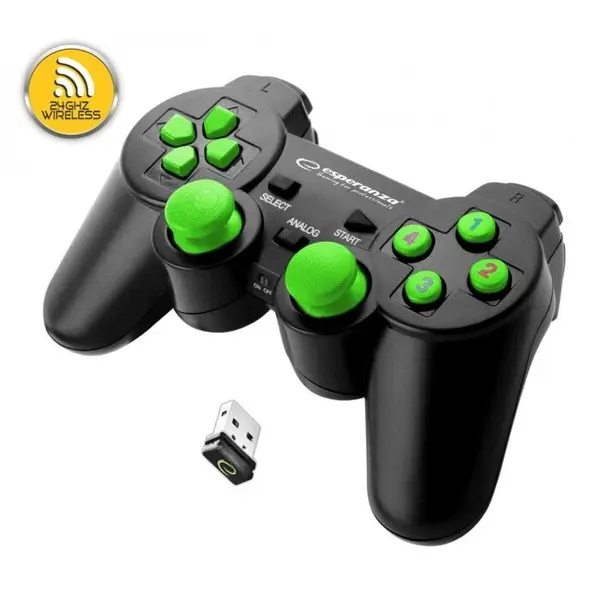 ESPERANZA Controller Esperanza EGG108G cu vibratii, Wireless, PC/PS3, Verde