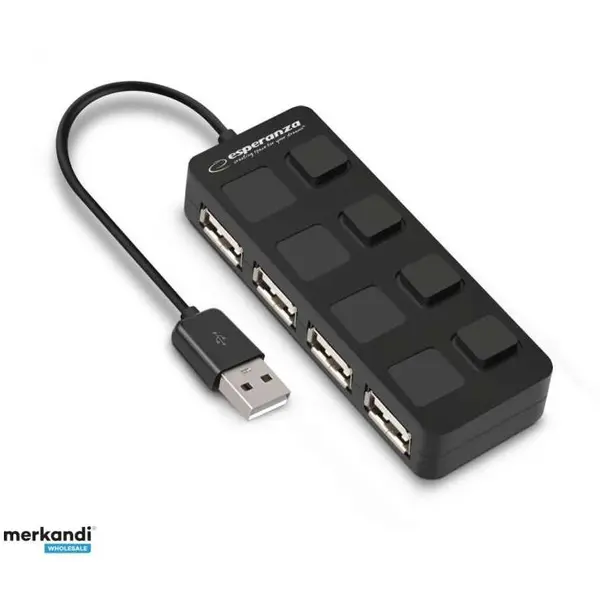 ESPERANZA Hub USB 2.0 cu 4 porturi USB Esperanza EA161, Negru
