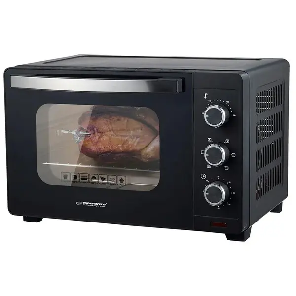 ESPERANZA Mini Cuptor Esperanza EKO006N cu convectie si rotisor, 25 l ,1600 W, Negru