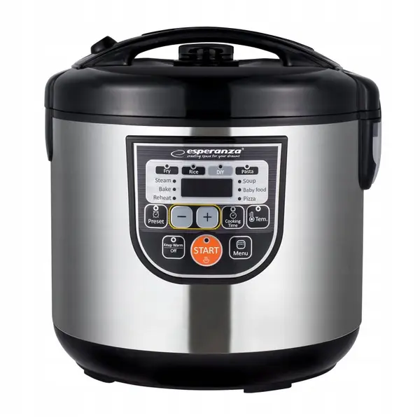 ESPERANZA Multicooker, Esperanza, 11 functii programabile, 25.5 x 31cm, 860W, 5L, Argintiu