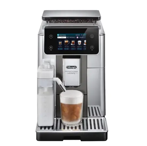 Espressor automat De'Longhi PrimaDonna Aromatic ECAM630.75.TSM, 1450 W, 35 tipuri de bauturi, 19 bari Tehnologie LatteCrema Hot & LatteCrema Cool (Argintiu)
