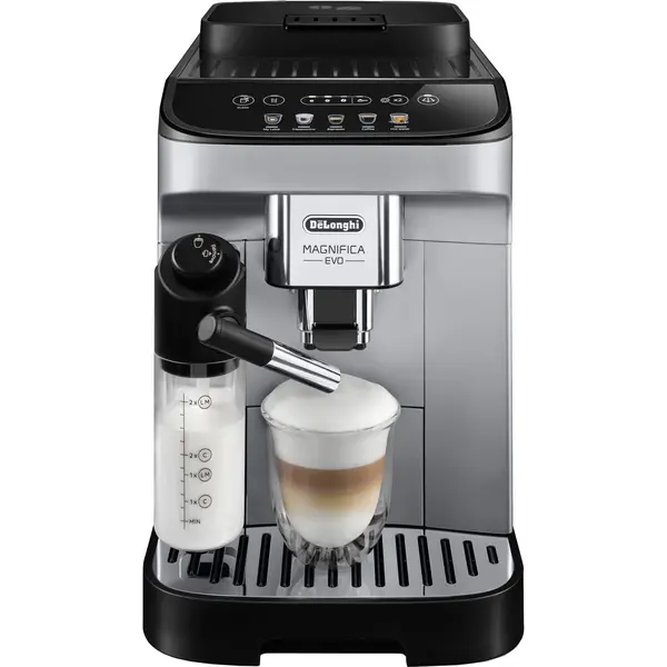 Espressor automat DeLonghi Magnifica Evo ECAM290.61.SB, Carafa lapte, Display tactil, 5 retete, 1.8 l, 15 bar, Argintiu
