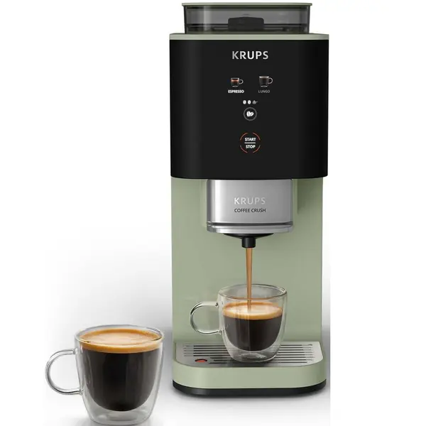 Espressor automat Krups Coffee Crush SA401LE0, 1370W, 1.8l, 15 bar, 3 setari macinare, Verde/Negru