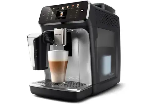 Espressor automat Philips EP5546/70 Seria 5500, 15 bari, solutie de lapte LatteGO, 20 tipuri de bauturi, Ecran tactil, Tehnologie SilentBrew, Rasnita ceramica, Functie QuickStart (Negru/Argintiu)