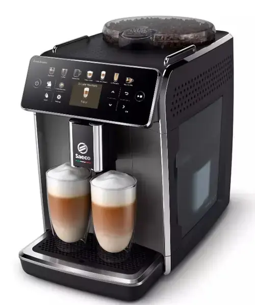 Espressor automat Saeco GranAroma SM6582/10, 16 bauturi, Ecran TFT color, 6 Profiluri utilizator, Filtru AquaClean, Rasnita ceramica, Functie DoubleShot (Negru/Argintiu)