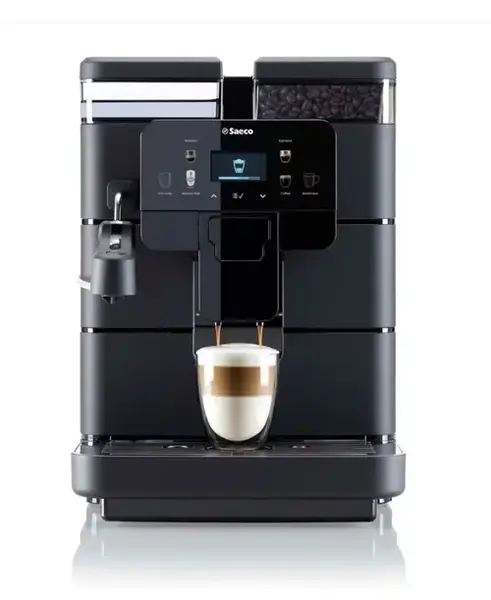 Espressor automat Saeco New Royal Plus 9J0060, 1400 W, Rezervor 2.5 l, Capacitate boabe 600 gr, Rasnita incorporata cu 8 setari (Negru)