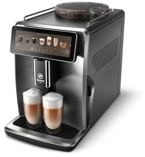 Espressor automat Saeco Xelsis Suprema SM8889/00, sistem de lapte LattePerfetto, 22 bauturi, 15 bar, ecran TFT color 7,8inch, 8 profiluri utilizator, filtru AquaClean (Argintiu/Negru)