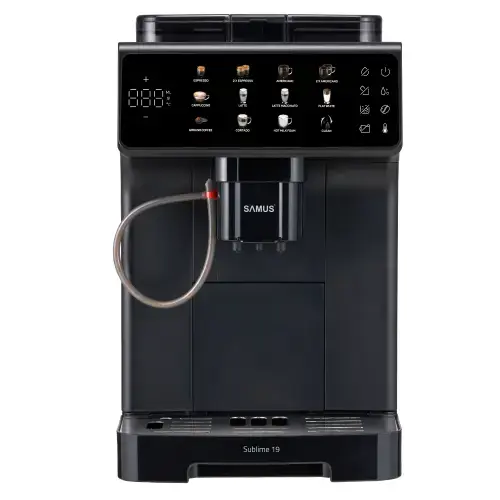 Espressor automat Samus Sublime 19, 1400 W, 19 bari, Ecran IMD 5inch, 10 tipuri bauturi, Rezervor 2l (Negru)