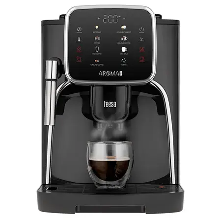 Espressor automat Teesa AROMA 750 TSA4012, 19 bari, 1450 W, Rezervor 1.8 l, Temperatura reglabila, Rasnita incorporata (Negru)