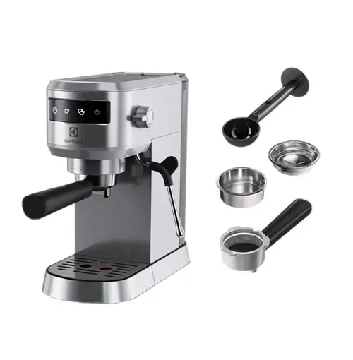 Espressor manual Electrolux Explore 6 E6EC1-6ST, 1l, 1450W, 15 bar, sistemul Cappuccino (Argintiu/Negru)