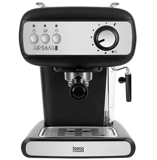Espressor manual Teesa TSA4009, 850 W, 15 Bari, 1.2 L (Negru/Argintiu)