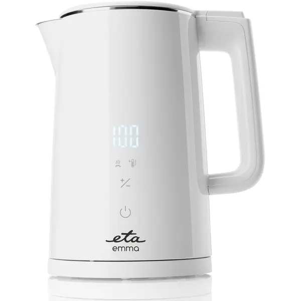 Eta Fierbator Electric Eta Emma 5595 90010, 2200 W, 1.5 L, pereti dubli, 40 - 100 ° C, afisaj LED, otel inoxidabil, Alb