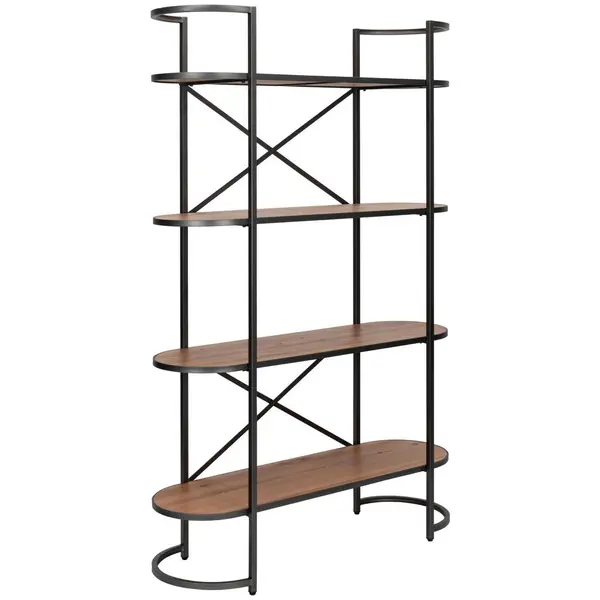 Etajeră, 120/185/42 cm, culoare natur, negru,
