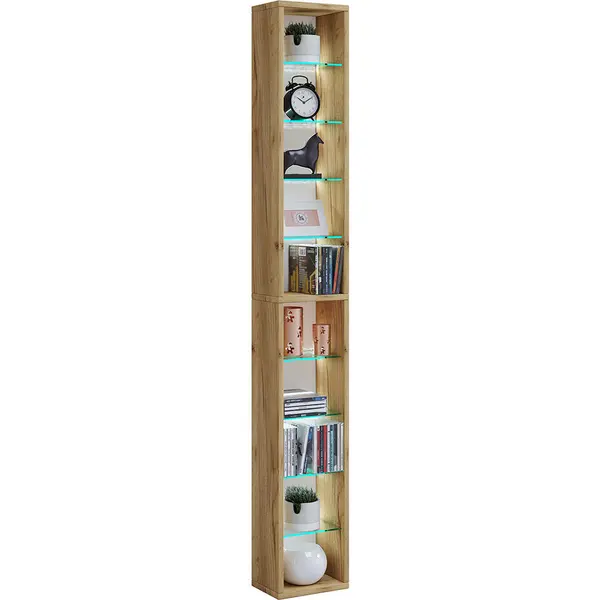 Etajeră, 21/152/20 cm, culoare lemn stejar, miere,