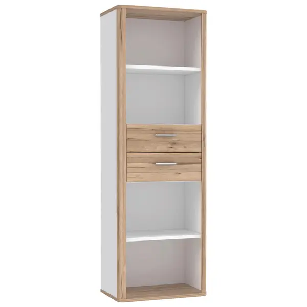 Etajeră, 65,5/198,3/41,3 cm, alb, culoare lemn stejar,