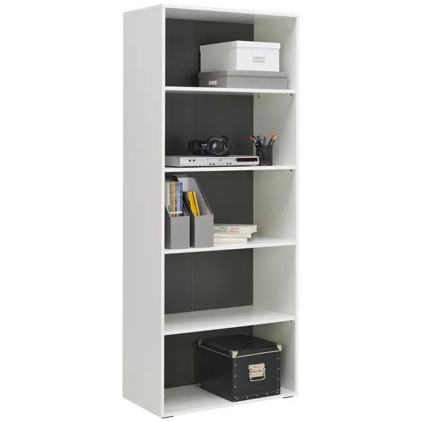Etajeră, 75/185,6/40 cm, alb, antracit,